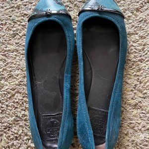 Blue/teal Tory Burch size 10 flats, gently used